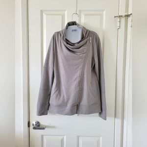 Peace & Pearls | Gray Lightweight Moto-Style Athletic Jacket (SIZE S)